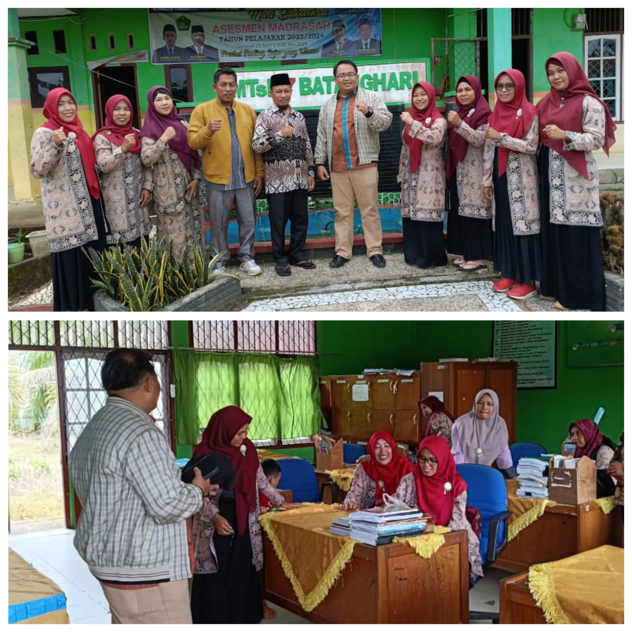 Suasana Keakraban Keluarga Besar MTs Negeri 7 Batanghari Dengan Kasi Pendmad