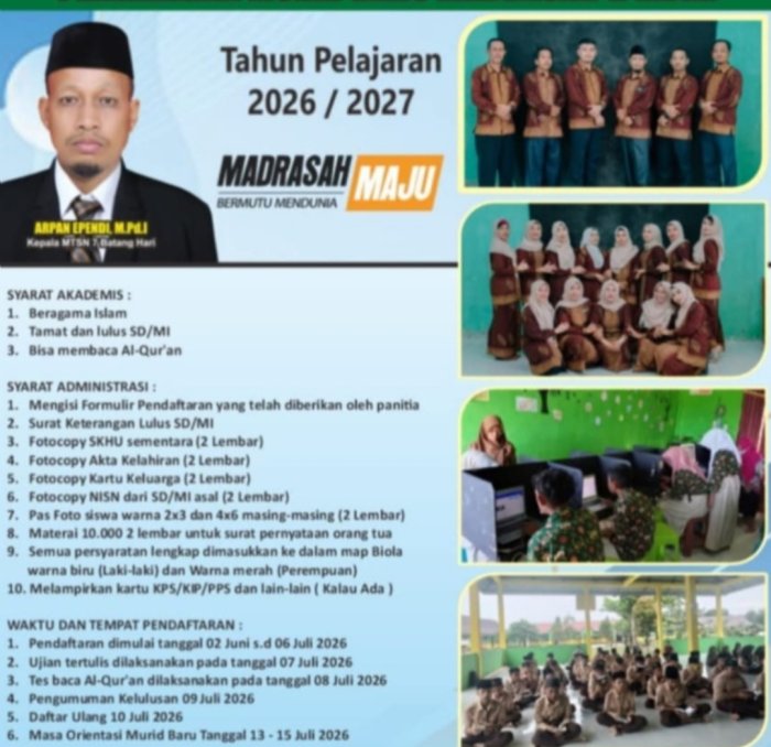 MTsNegeri 7 Batang Hari Masih Buka Pendaftaran Peenerimaan Murid Baru Madrasah